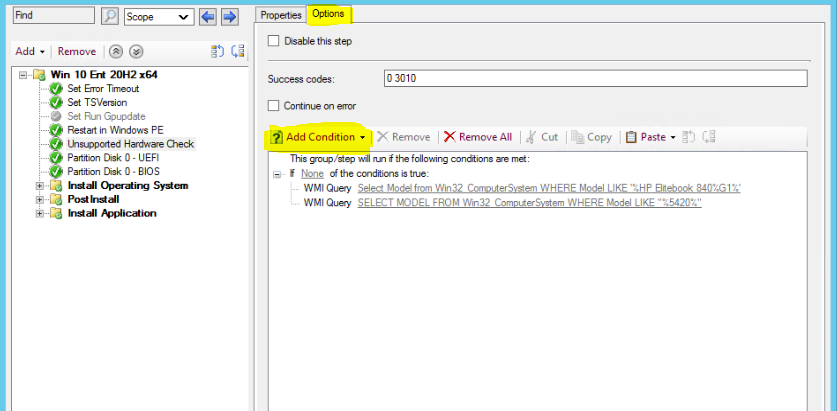 Display Message in SCCM Task Sequence Unsupported Hardware Model 2