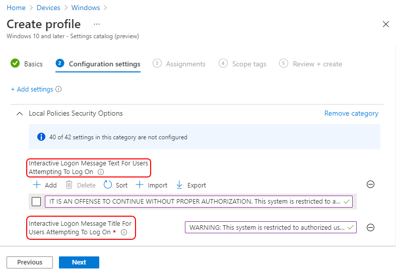 Configure Interactive logon Message text for users attempting to log on 