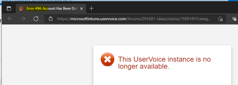  UserVoice for Intune SCCM Dead