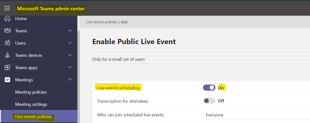 FIX Teams Public Live Event Option Disabled or Grayed Out Issue 1