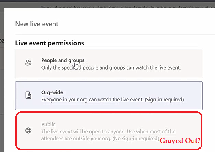 FIX Teams Public Live Event Option Disabled or Grayed Out Issue 3