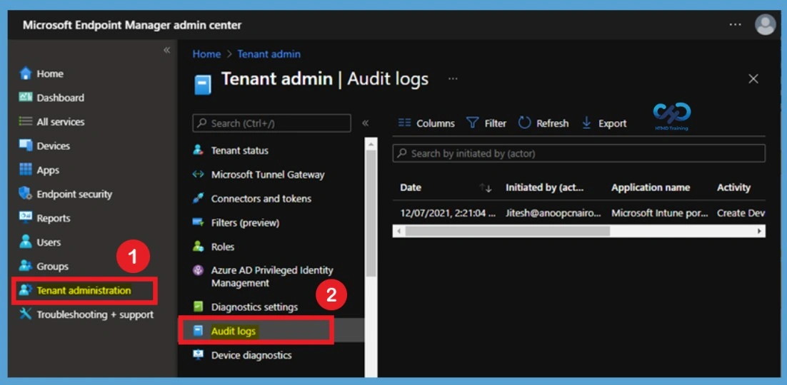 Intune Audit Logs Track Who Created Deleted Device Configuration using Intune- Fig.1