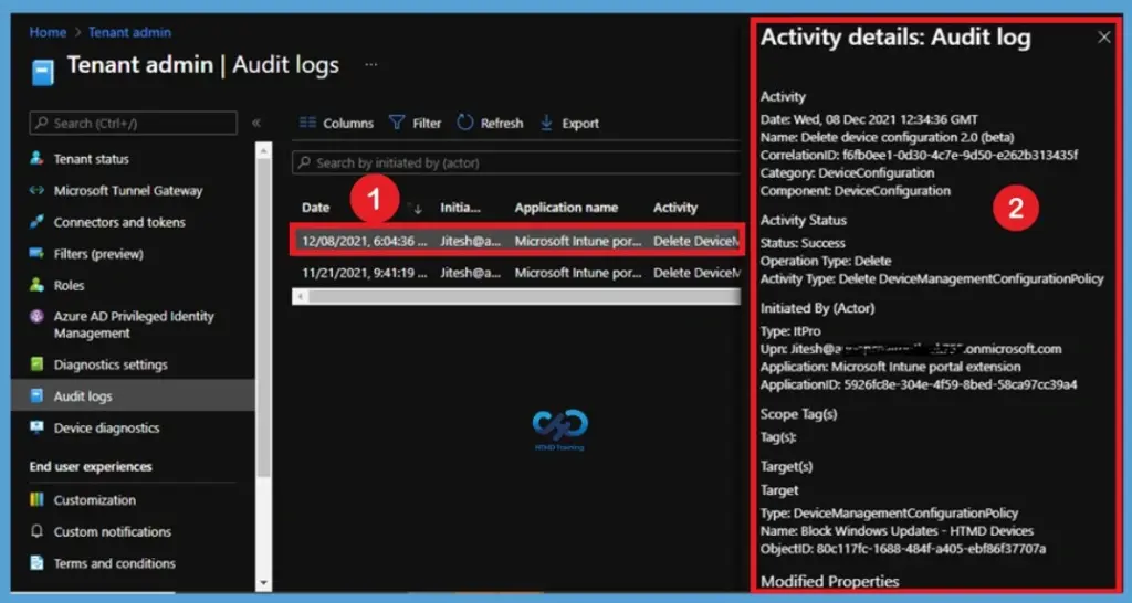 Intune Audit Logs Track Who Created Deleted Device Configuration using Intune- Fig.7