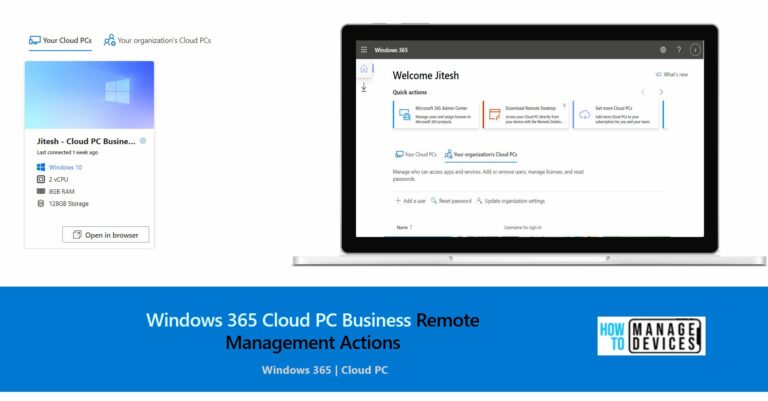Remotely Manage Windows 365 Cloud PC Business Edition