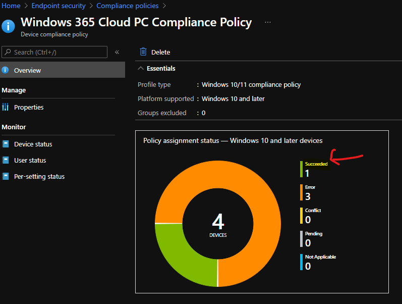 Create Intune Compliance Policy for Windows 365 Cloud PC and AVD