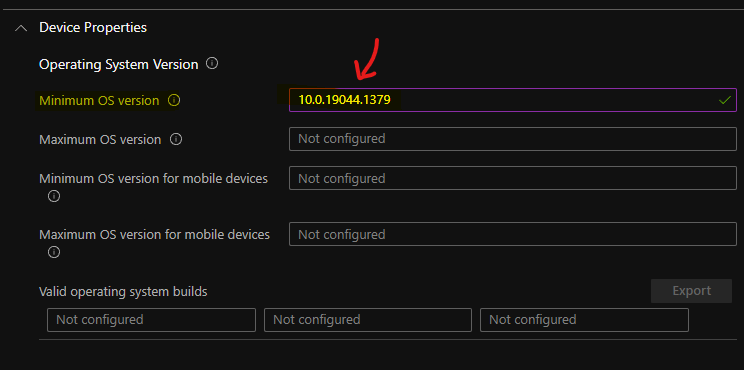 Operating System Version Intune Compliance Policy Rules