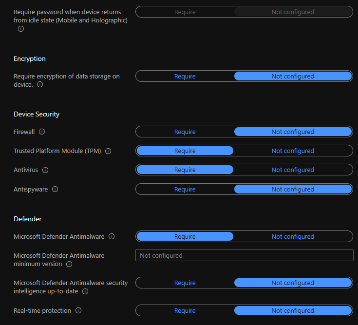 System Security Related Compliance Policy Rules for Windows Devices