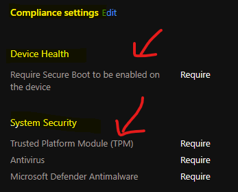 Sample Intune Compliance Rules Set for Windows 365 Cloud PC Testing