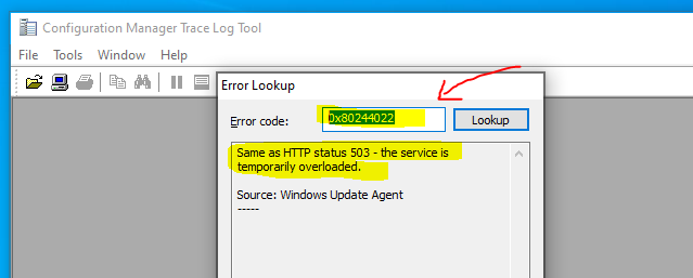 Fix Scan failed with error 0x80244022 Service is temporarily overloaded Issue SCCM