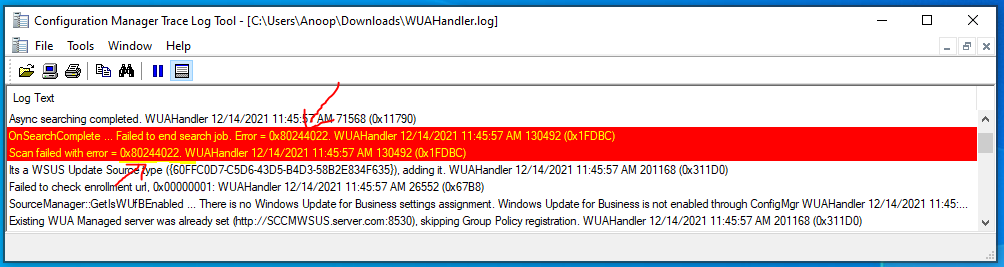 Fix Scan failed with error 0x80244022 Service is temporarily overloaded Issue SCCM