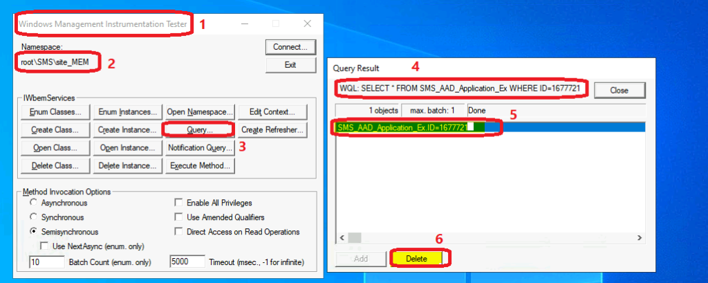   WBEMTest to Remove Azure AD Apps from SCCM using WMI 