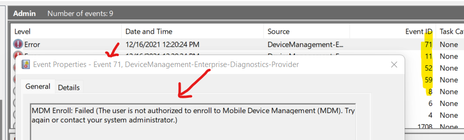 Fix Intune Enrollment Errors 0x80180014 80180003 Unknown Win32 Error Code Failed Issue 1