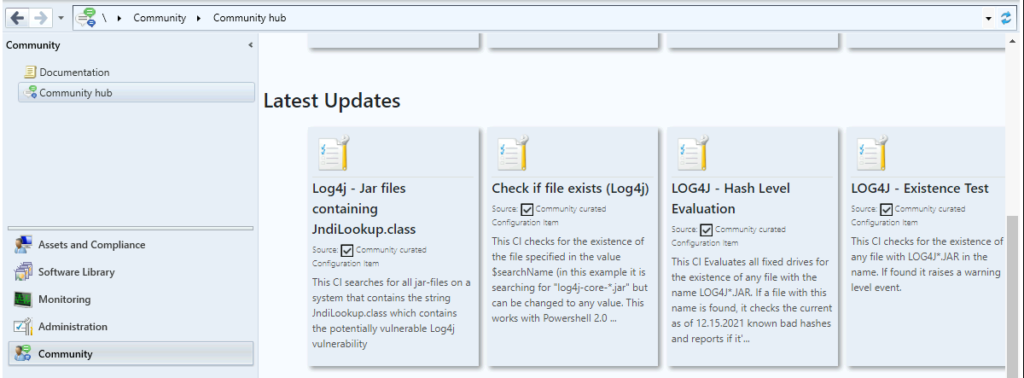 Find LOG4J Configuration Items ConfigMgr Community Hub 1