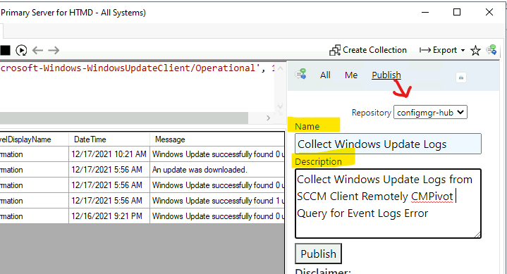 Publish CMPivot Query to the SCCM Community Hub Contributions 8 Publish CMPivot Query to SCCM Community Hub