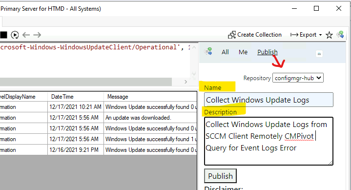 Publish CMPivot Query to SCCM Community Hub