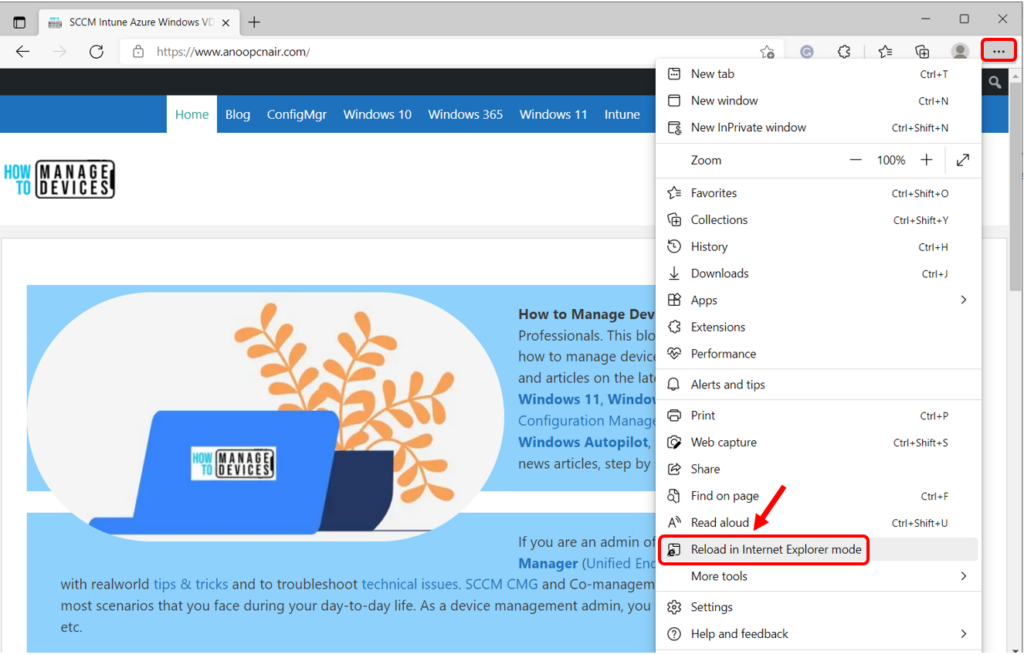 Enable Internet Explorer Mode in Microsoft Edge 5 Reload in Internet Explorer mode - Configure Internet Explorer Mode in Microsoft Edge