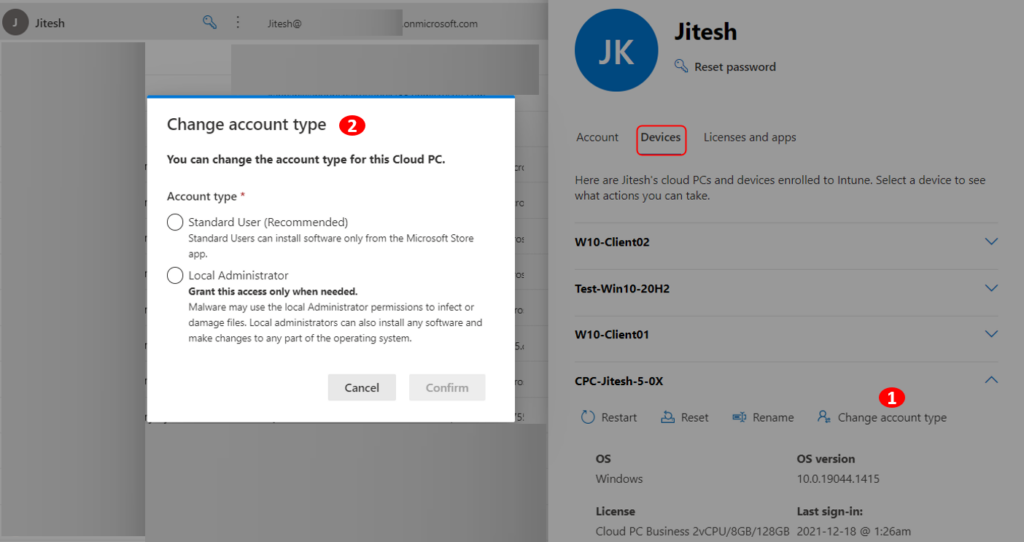 Change Account Type for Windows 365 Cloud PC Business Edition 