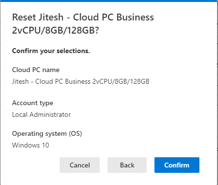  Reset Windows 365 Cloud PC Business Edition 