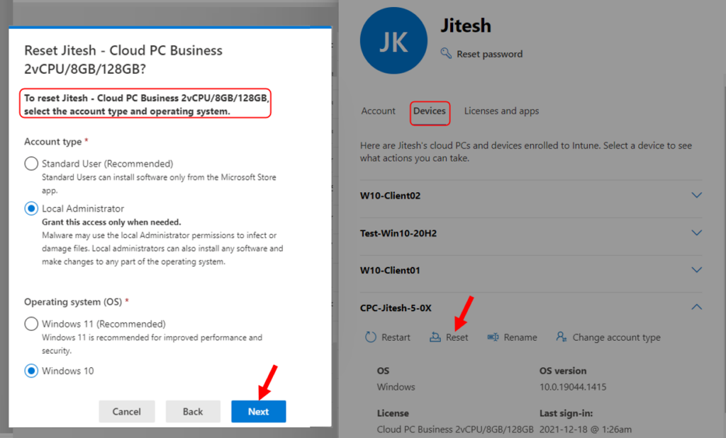  Reset Windows 365 Cloud PC Business Edition 