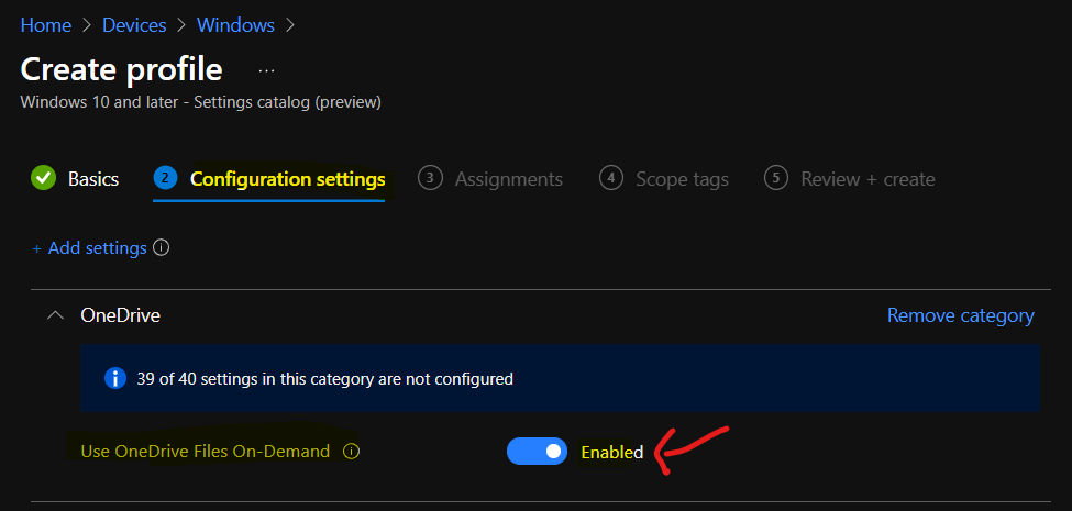   Enable OneDrive Files On-Demand Policy using Intune  