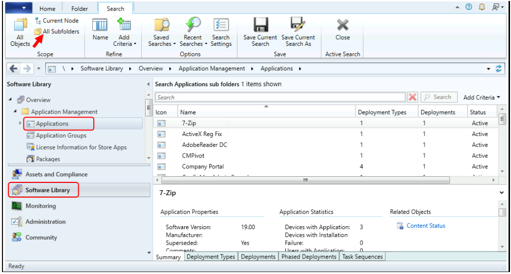 Find SCCM Applications Path in ConfigMgr Console