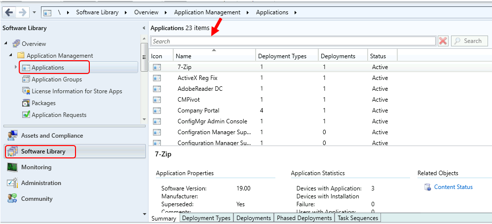 Find SCCM Applications Path in ConfigMgr Console