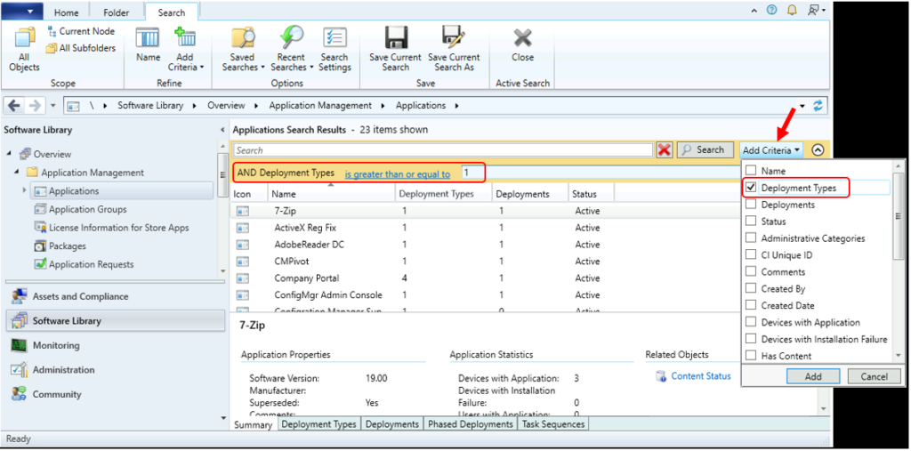 Find SCCM Applications Path in ConfigMgr Console