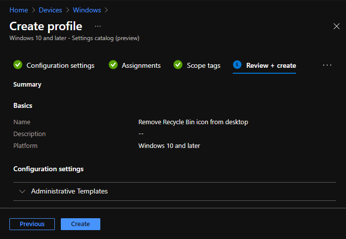 Remove Recycle Bin Desktop Icon Using Intune 2