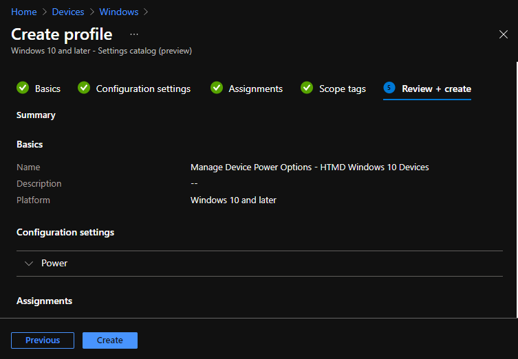 Review Policy - Manage Device Power Options 