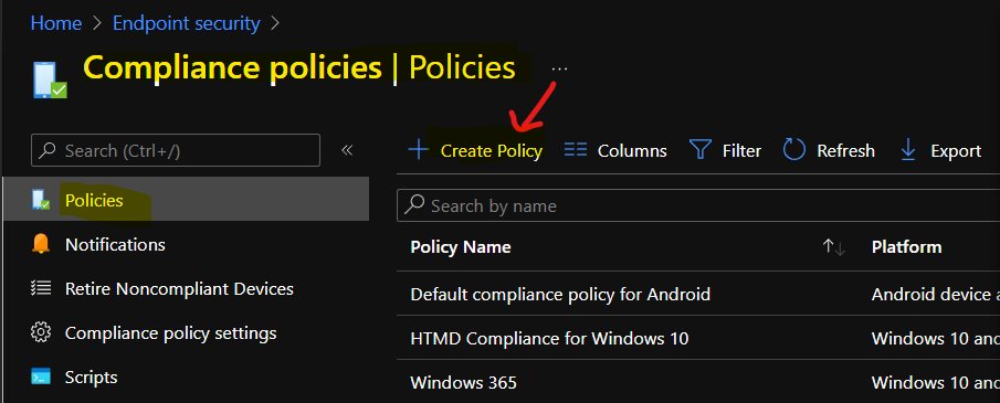 Create Intune Compliance Policy for Windows 365 Cloud PC and AVD