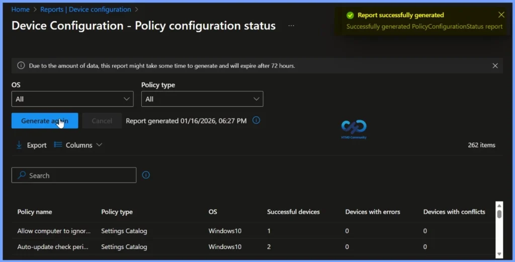 Intune Device Configuration Report for Policy Status and Device Compliance Overview - Fig.3