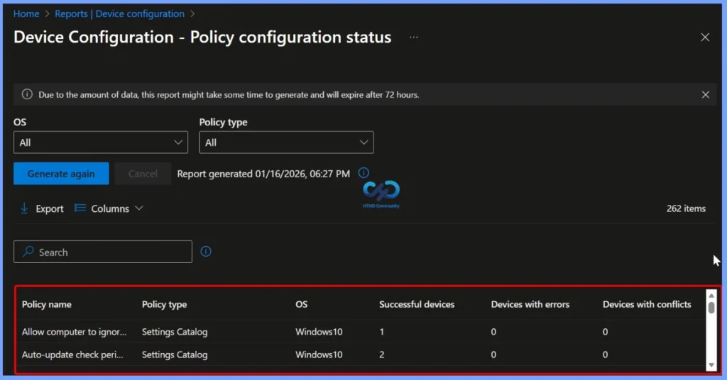 Intune Device Configuration Report for Policy Status and Device Compliance Overview - Fig.4