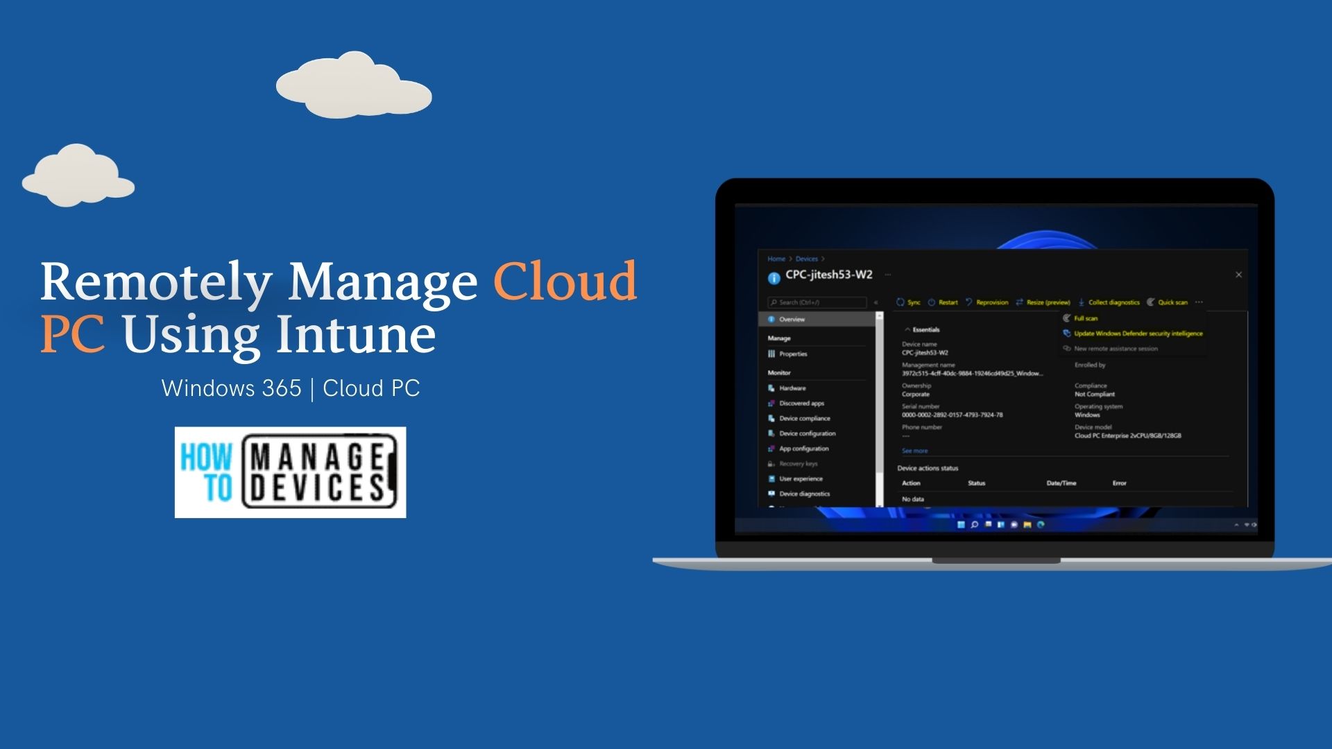 Cloud PC Remote Actions Windows 365 Device Actions Using Intune HTMD Blog
