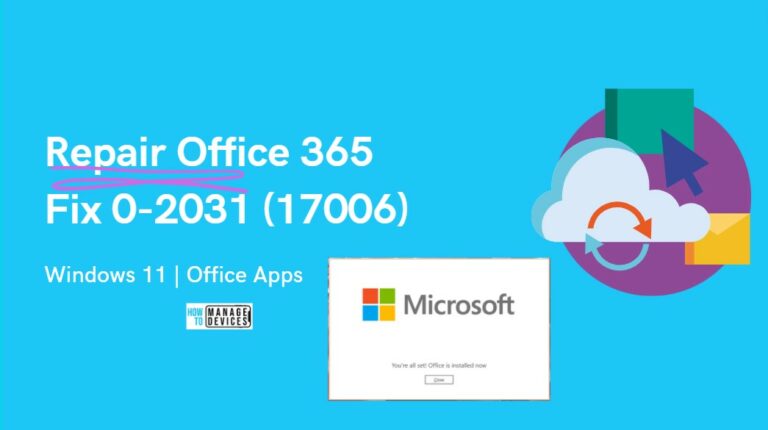 Repair Microsoft Office Applications Error Code 0-2031 17006