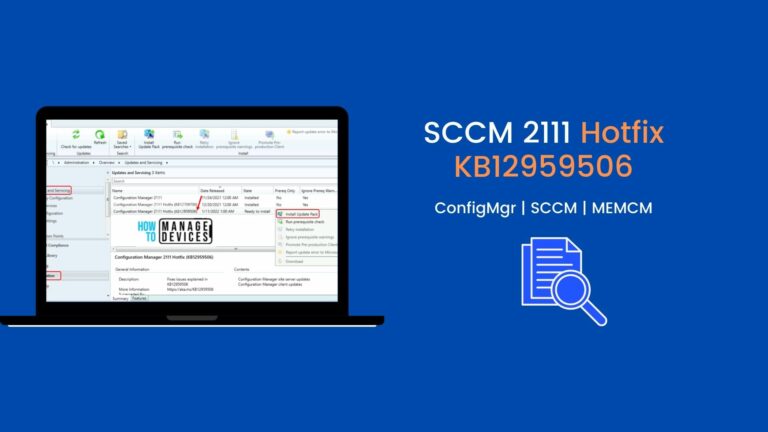 SCCM 2111 Hotfix KB12959506 Client Update
