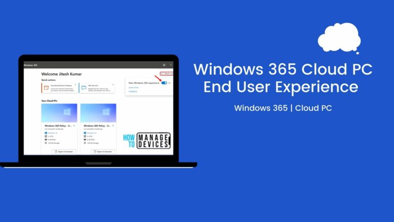 Windows 365 Cloud PC End User Experience