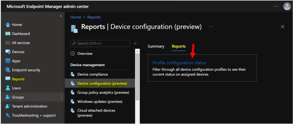 Intune Device Configuration Report