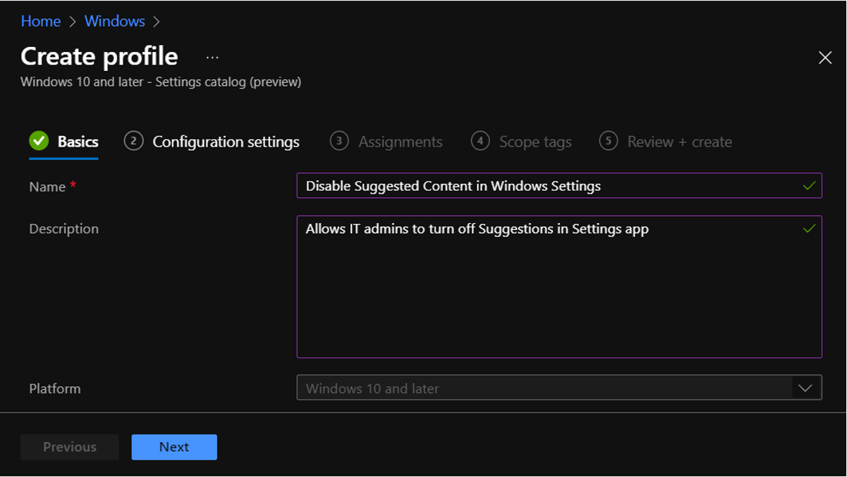 Disable Windows Spotlight Suggested Content In Settings Using Intune ...