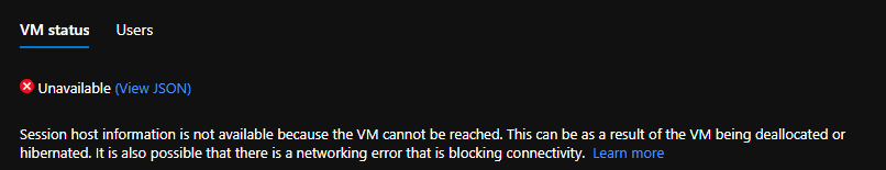VM Status - Azure Portal AVD Session Host Health Check Option - AVD Health Check 