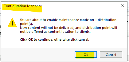 Enable SCCM Maintenance Mode for Distribution Point DPs Clients Primary Server 2