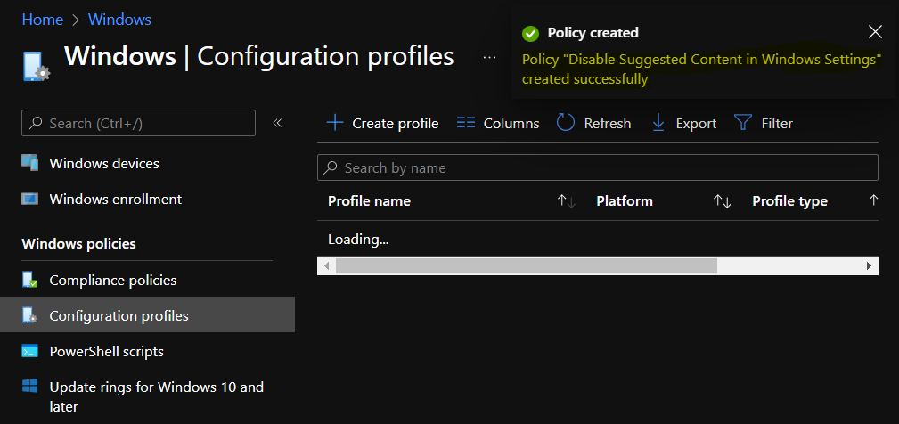 Disable Windows Spotlight Suggested Content in Settings using Intune 2