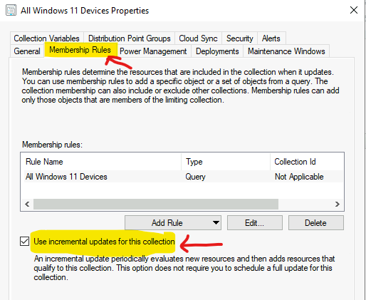 Change SCCM Collection Incremental Updates Schedule Interval 2 How to Enable Incremental Updates for the Collection