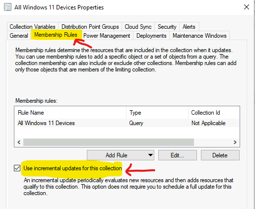 How to Enable Incremental Updates for the Collection