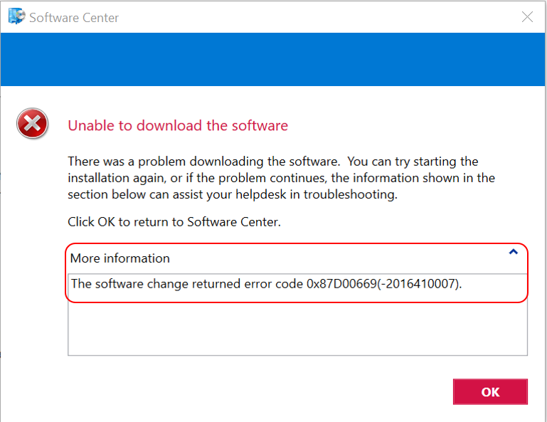 HTMD Newsletter from 3rd to 7th January 2022 4 SCCM Unable to Download Software Change Returned Error Code 0x87D00669 - HTMD Newsletter from 3rd to 7th January 2022