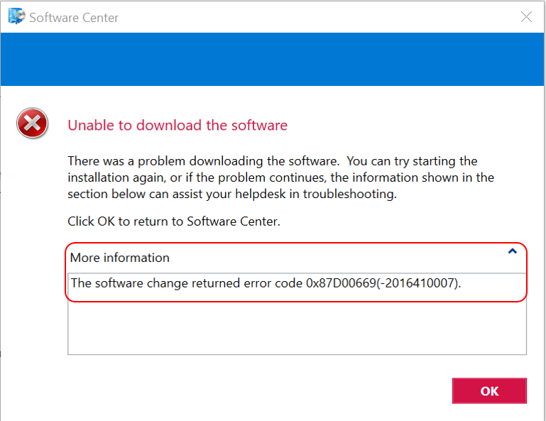 SCCM Unable to Download Software Change Returned Error Code 0x87D00669