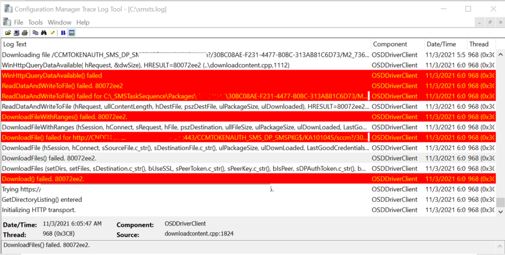 FIX SCCM Task Sequence Download File Failed Error 80072ee2