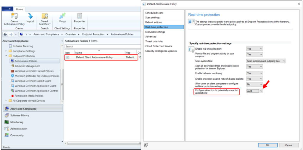 Enable Audit Mode for PUA Detection in SCCM