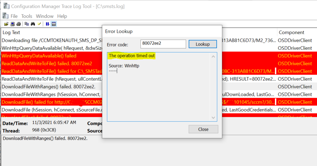 FIX SCCM Task Sequence Download File Failed Error 80072ee2