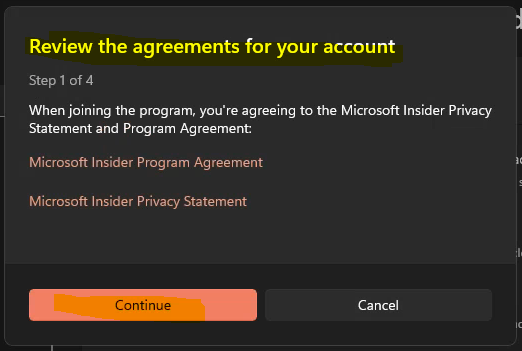 Link an Account - Join Window Insider Program