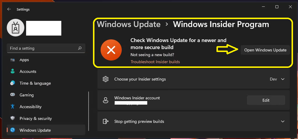 Not Seeing a New Windows Insider Build Error